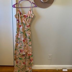 Lush Floral Wrap High-Low Dress